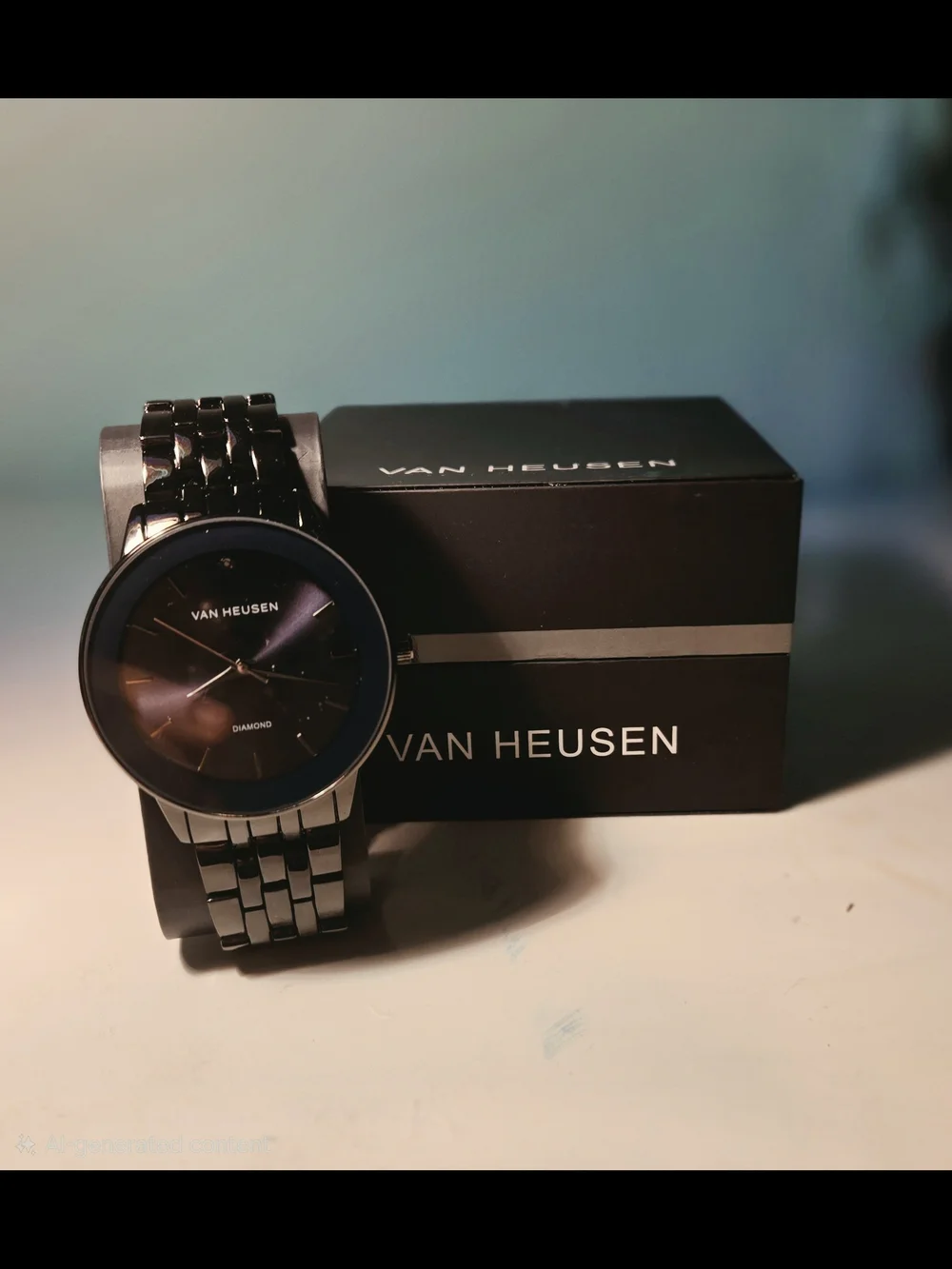 Van Heusen Men's Black Stainless Steel Dress Watch